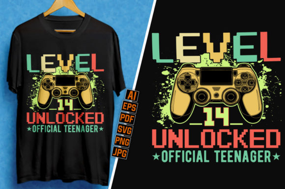 Level 14 Unlocked Graphics for T-Shirt Designs