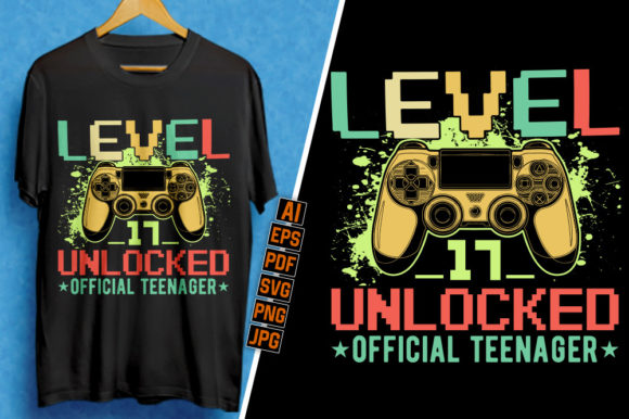 Level 17 Unlocked Graphics for T-Shirt Designs