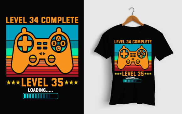 Level 34 Gamer Birthday Graphics & Print Templates